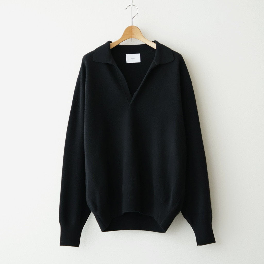 EXTRA FINE WOOL KNIT SKIPPER #BLACK [ST.1636]