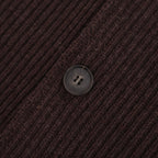 SUPER FINE WOOL RIB KNIT SHIRT CARDIGAN #TOP BROWN [A25AC01RK]