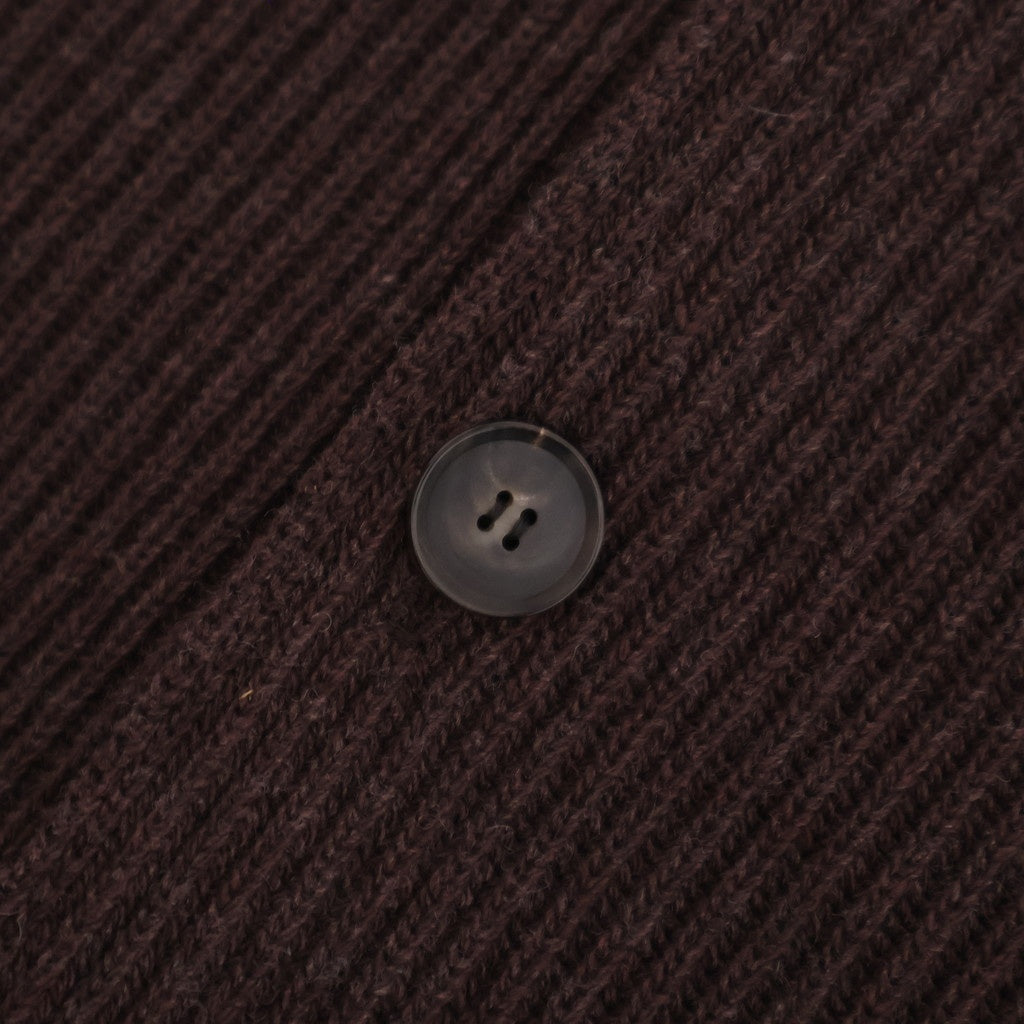 SUPER FINE WOOL RIB KNIT SHIRT CARDIGAN #TOP BROWN [A25AC01RK]