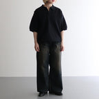 Moss Stitch Polo #Black [2501-011]