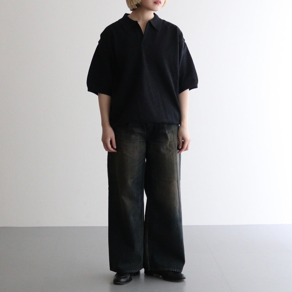 Moss Stitch Polo #Black [2501-011]