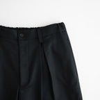 WOOL FLANNEL EASY WIDE TROUSERS #BLACK [ST.1609]