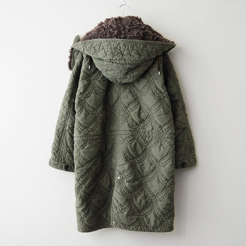 QUILTING FISHTAIL COAT #KHAKI [26330104]