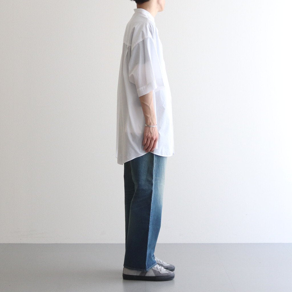 BROAD S/S OVERSIZED BAND COLLAR SHIRT #WHITE [GM231-50083B]