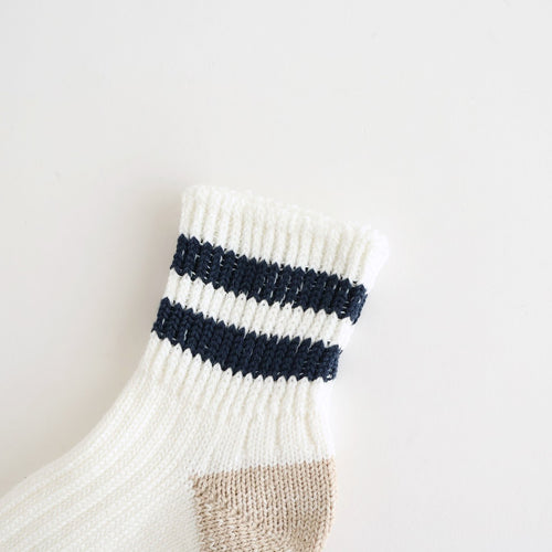 O.S. RIBBED ANKLE SOCKS #WHITE/NAVY [R1404-SS26]