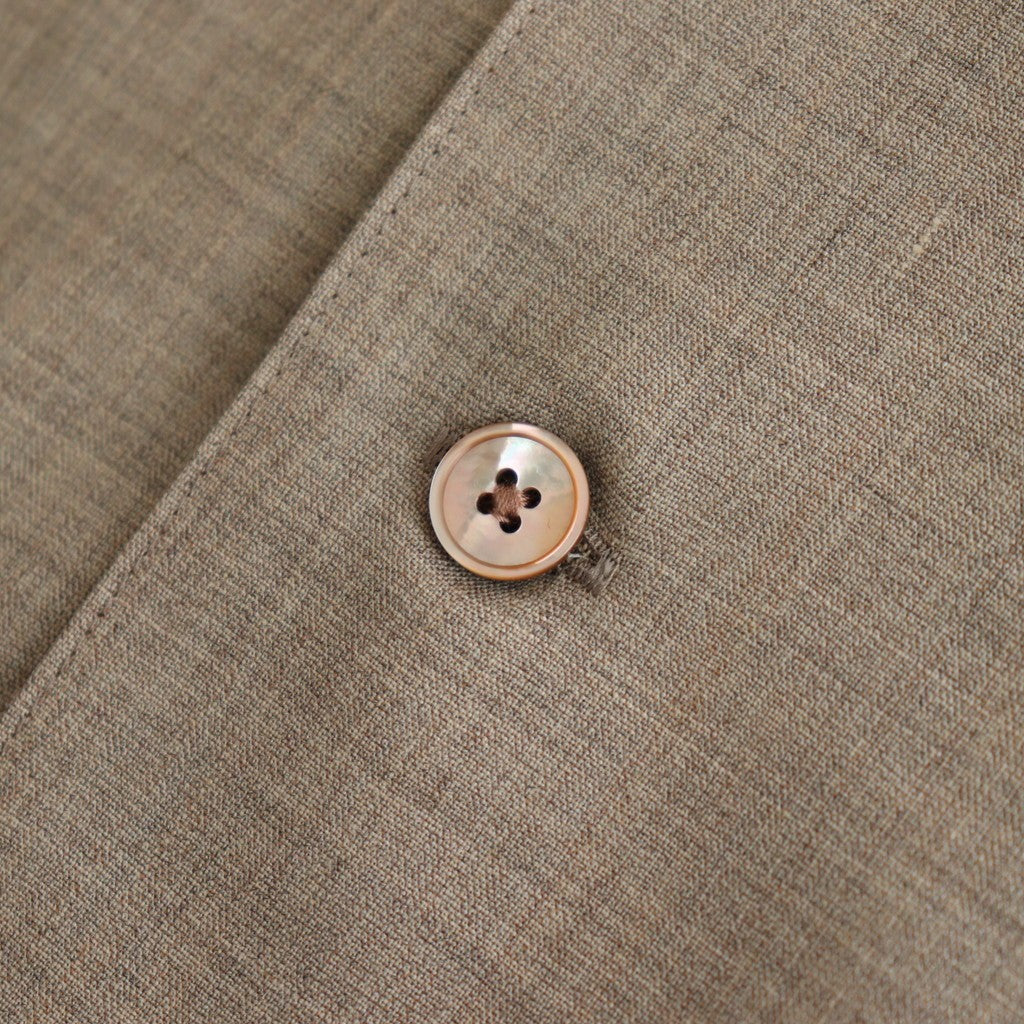 SUPER FINE TROPICAL WOOL OPEN COLLAR HALF SLEEVED SHIRT #TOP LIGHT BROWN [A25SS02WT]