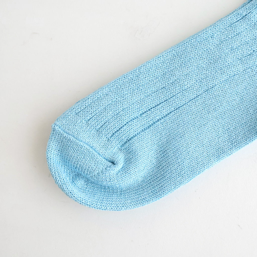 LINEN COTTON RIBBED ANKLE SOCKS #SKY BLUE [R1462-SS26]