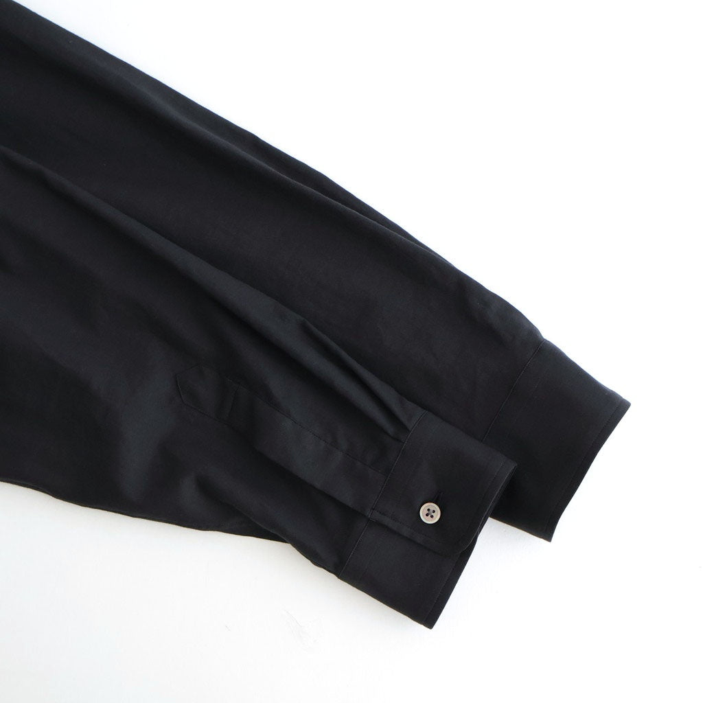 COTTON SILK OVERSIZED REGULAR COLLAR SHIRT #BLACK [ST.1492]