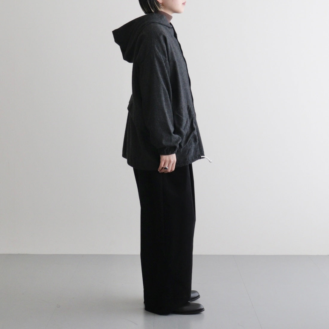 縮絨ウールワイドフーディー #CHARCOAL GRAY [D225-T391]