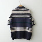 BORDER MESH KNIT SKIPPER POLO SHIRT #NAVY×BEIGE [YK24SS0723S]