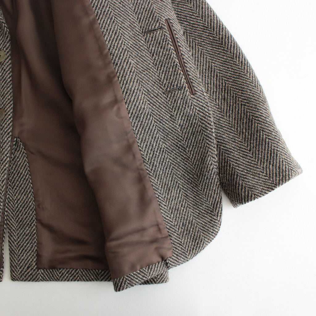 LAMA SHETLAND WOOL TWEED OVER JACKET #KHAKI TWEED [A24AJ02LS]