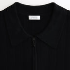 Rib Pattern Half Zip Polo #Black [2501-012]