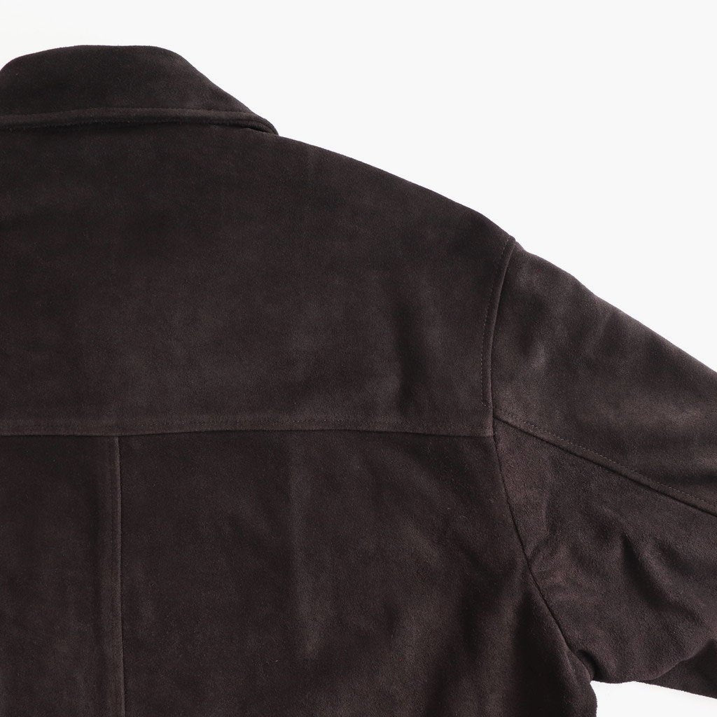 COW SUEDE ZIP SHORT JACKET #DARK BROWN [ST.1217]