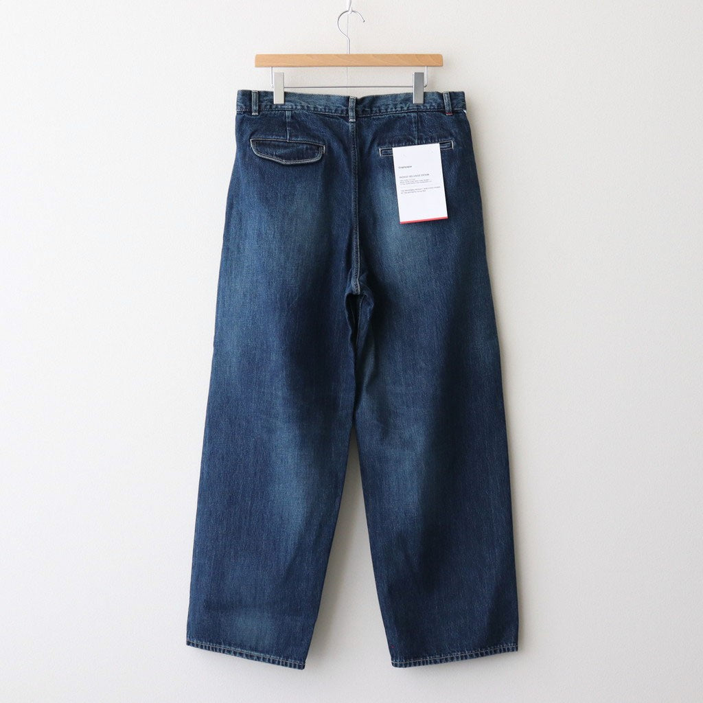 Selvage Denim Two Tuck Pants #INDIGO_DARK FADE [GU253-40061DB]