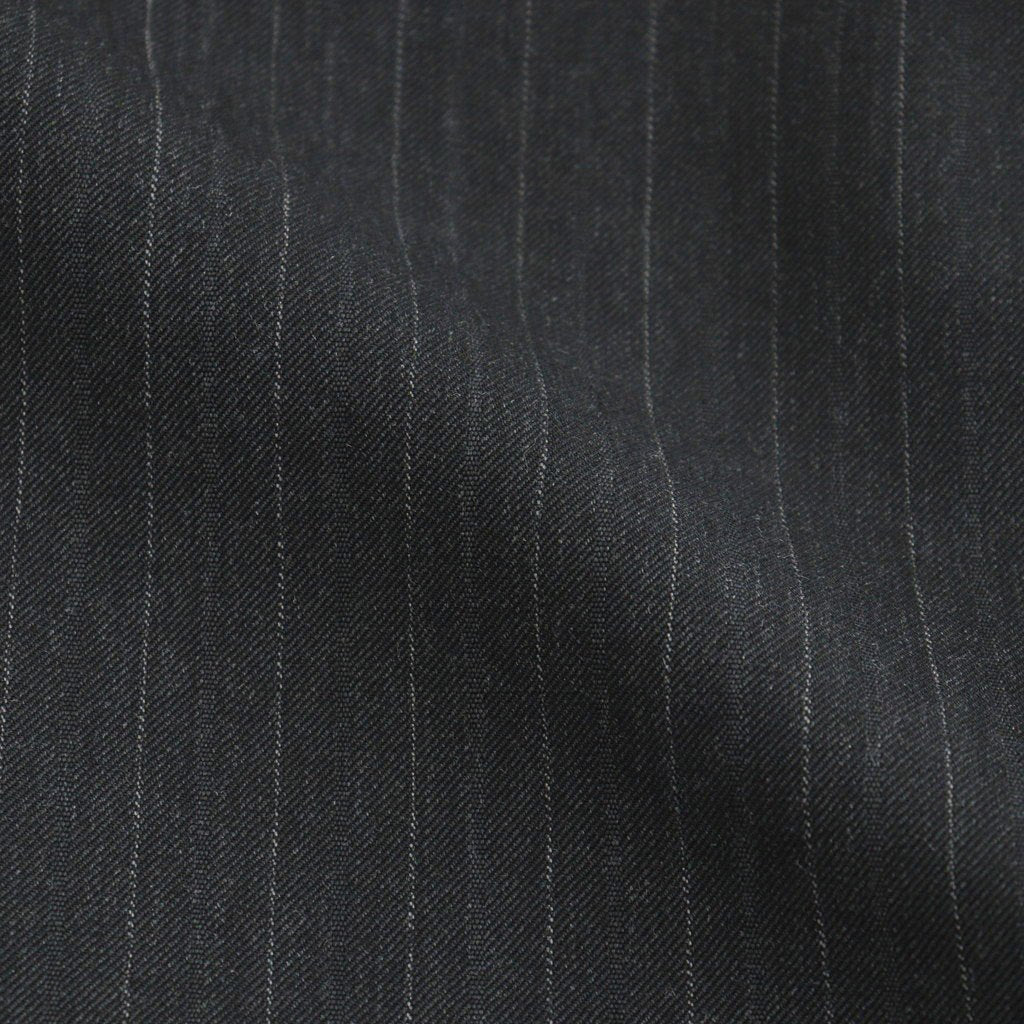 BLUEFACED WOOL TWO-TUCK SLACKS #CHARCOAL NAVY STRIPE [A26AP02BS]