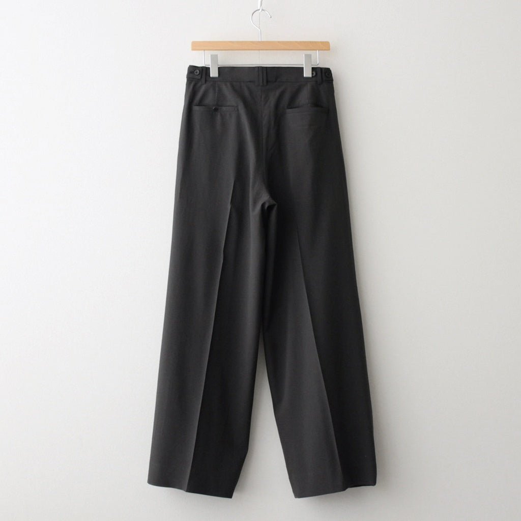 WOOL TROPICAL 3PLEATED WIDE-LEG TROUSERS #CARBON BLACK [YK25SS0898P]