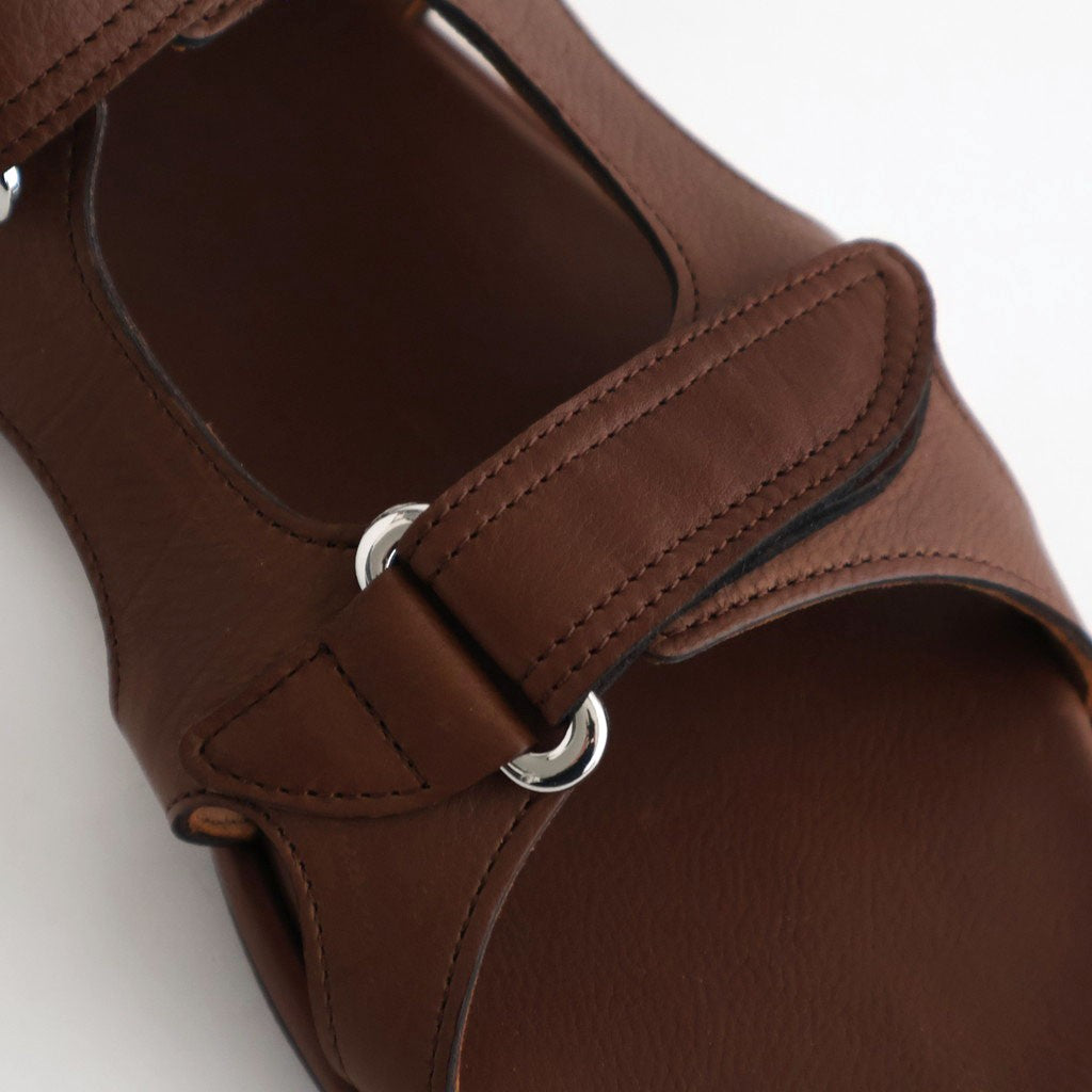 SOFT LEATHER DOUBLE STRAP SANDALS #BROWN [A26SS12QD]