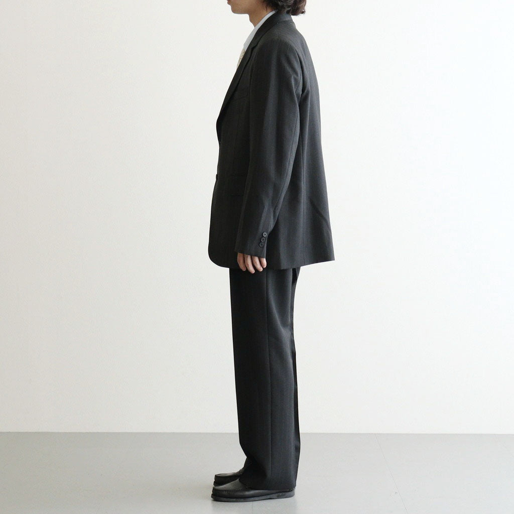 BLUEFACED WOOL TWO-TUCK SLACKS #CHARCOAL NAVY STRIPE [A26AP02BS]