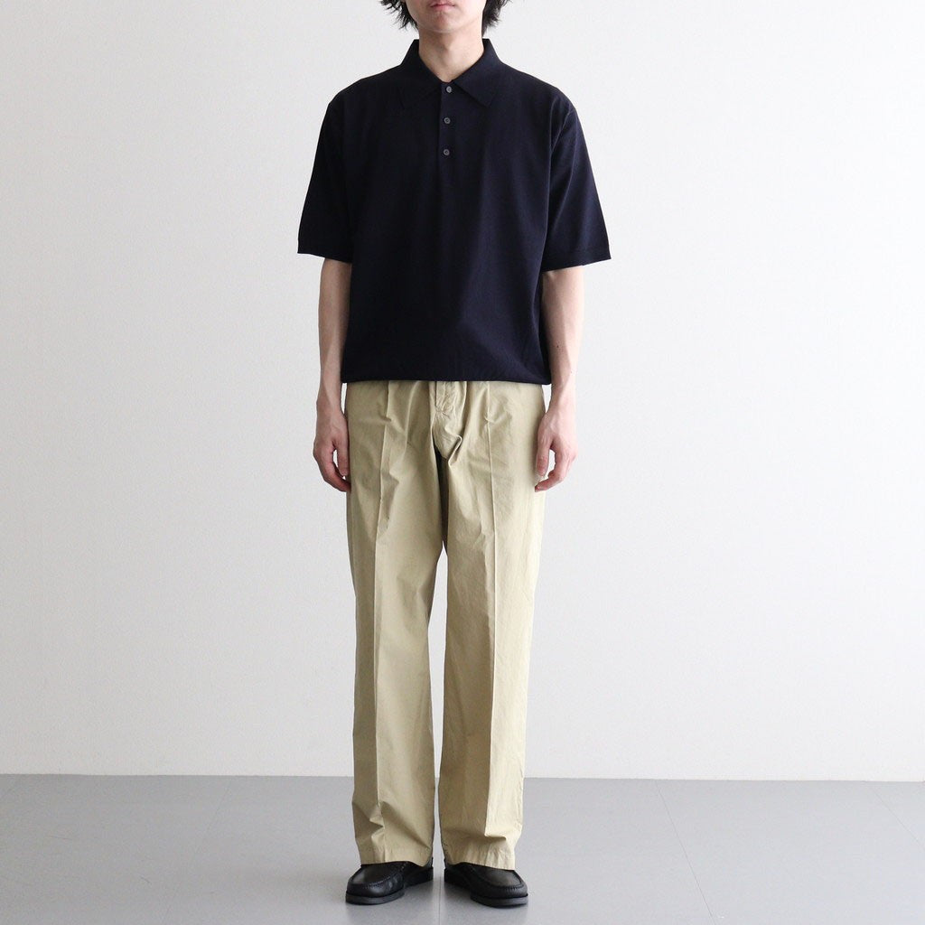 GARMENT-DYED FINX SHUTTLE WEATHER ONE-TUCK SLACKS #KHAKI BEIGE