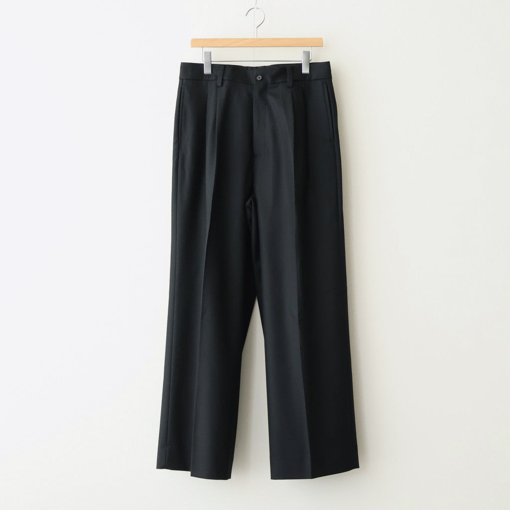 WOOL FLANNEL LONG WIDE TROUSERS #BLACK [ST.1258]