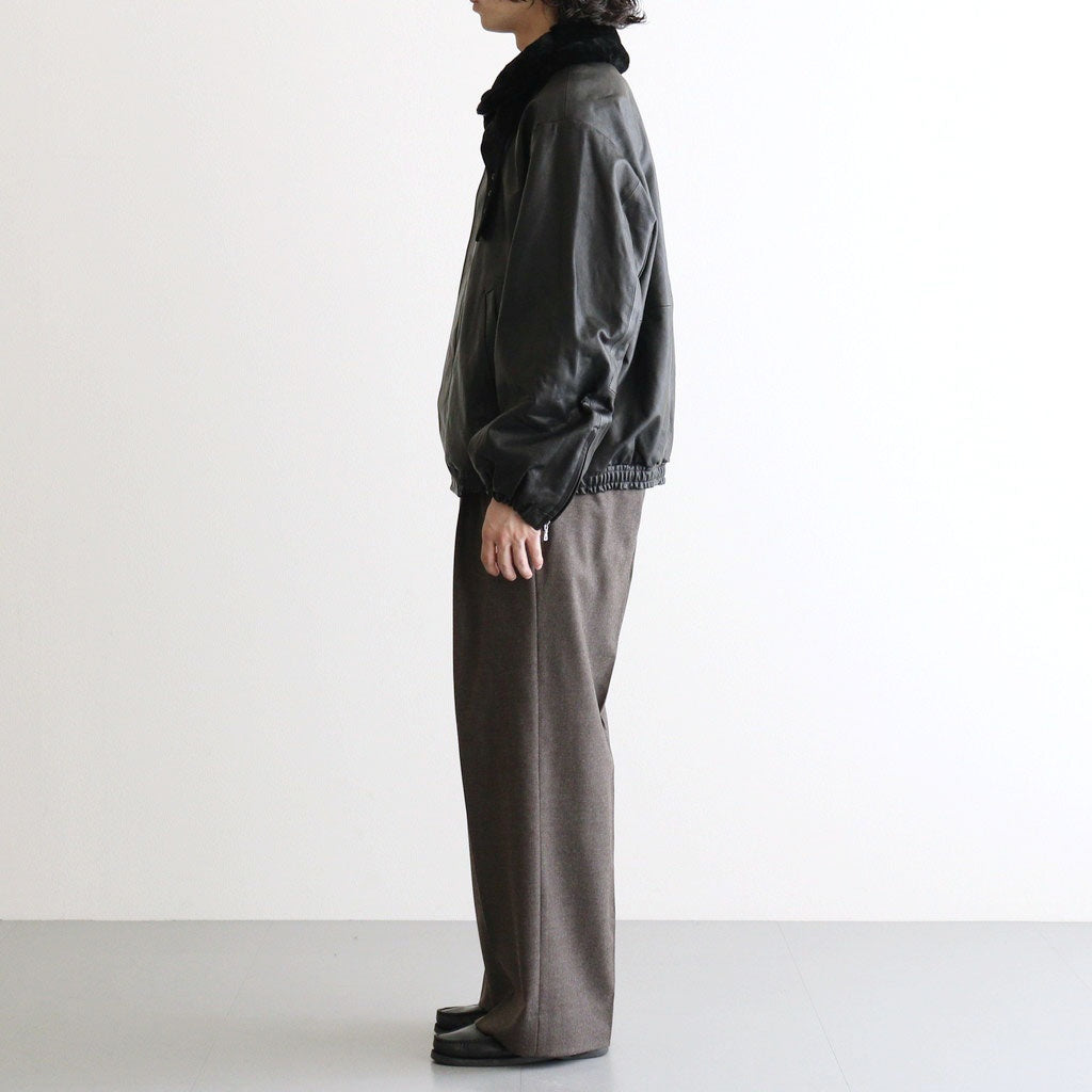 MOUTON COLLAR CALF ZIP JACKET #BLACK [ST.1549]