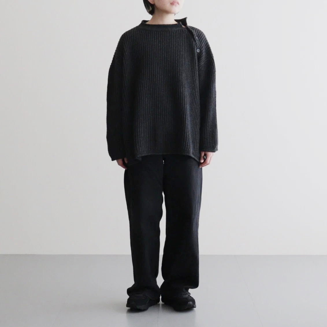 COMFORT BLEND YARN LOOSE FIT SWEATER #CHARCOAL [N0011]