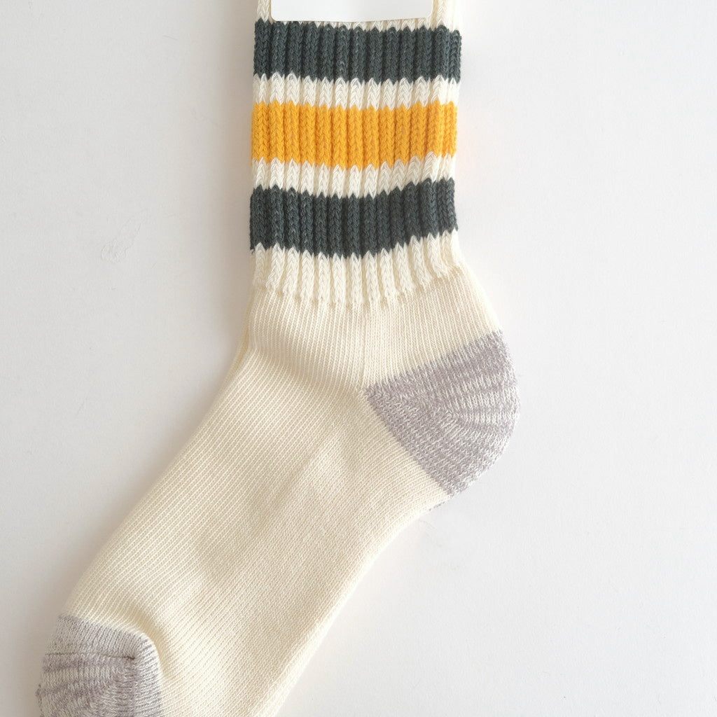 COARSE RIBBED OLDSCHOOL CREW SOCKS #D.GREEN/YELLOW [R1255-SS26]