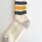 COARSE RIBBED OLDSCHOOL CREW SOCKS #D.GREEN/YELLOW [R1255-SS26]