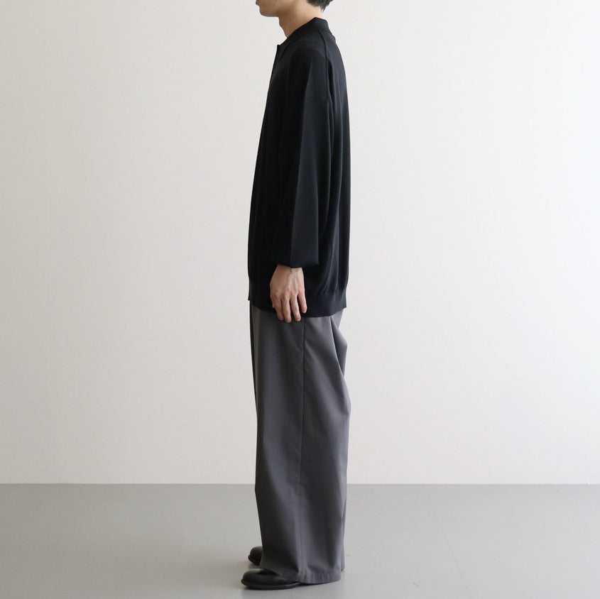 High Gauge Knit Oversized L/S Polo #BLACK [GM243-80315B]