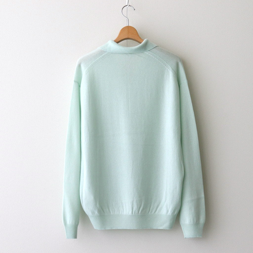 SUPER FINE CASHMERE SILK KNIT SKIPPER POLO #WHITE GREEN [A25SP02SC]