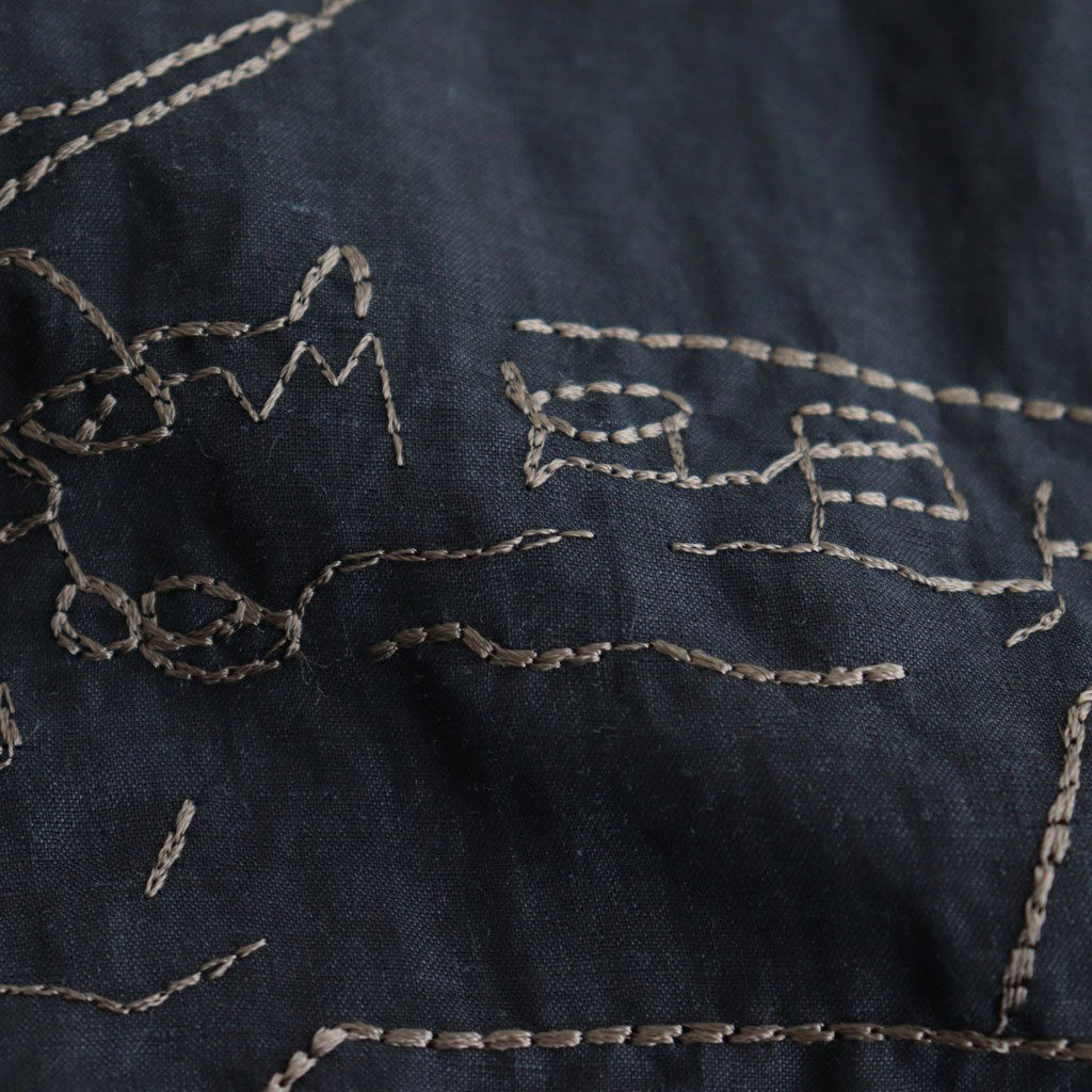 EMBROIDERY OPEN COLLAR SHIRT #NAVY [YK25SS001004SH]