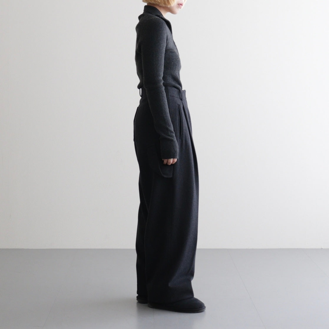 Halfzip Rib Knit #D/GRY [12610506]