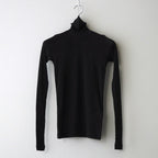 HIGH GAUGE SHEER RIB TURTLE NECK L/S TEE #BLACK [A00T02HF]
