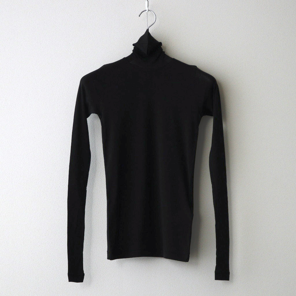 HIGH GAUGE SHEER RIB TURTLE NECK L/S TEE #BLACK [A00T02HF]