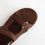 SOFT LEATHER DOUBLE STRAP SANDALS #BROWN [A26SS12QD]