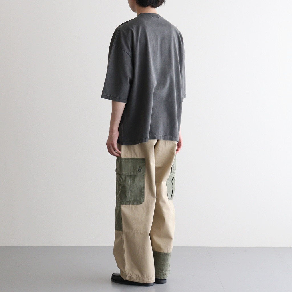 綿天竺 製品染 パッチワークTシャツ #CHARCOAL [HQ-T011-051]