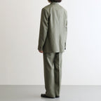 BLUEFACED WOOL TWO-TUCK SLACKS #OLIVE GRAY STRIPE [A26AP02BS]