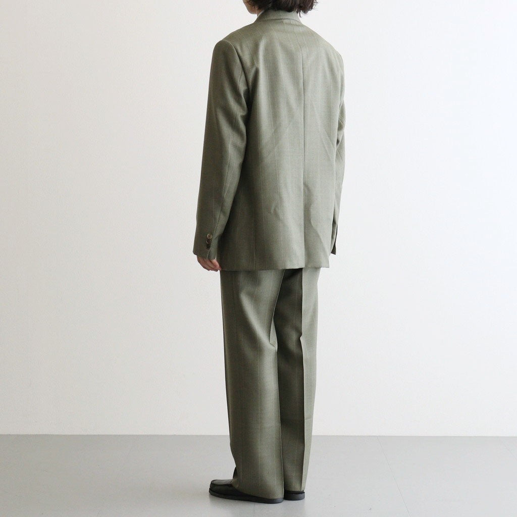 BLUEFACED WOOL TWO-TUCK SLACKS #OLIVE GRAY STRIPE [A26AP02BS]