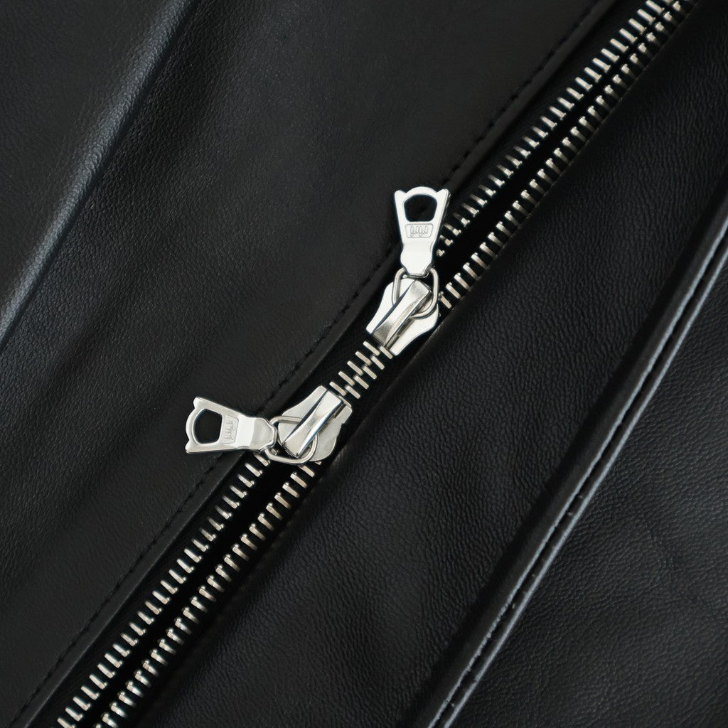 MOUTON COLLAR SHEEP LEATHER ZIP JACKET #BLACK [ST.1216]