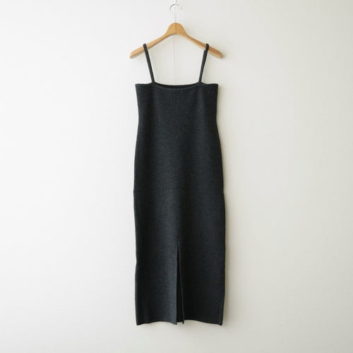 SMOOTH FULLED WOOL KNIT DRESS #CHARCOAL [A26AD03KS]