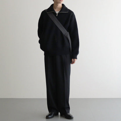 3/4 FRONT ZIP HIGHNECK RIB SWEATER #BLACK [YK24FW0829S]