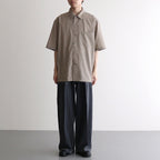 SUPER FINE TROPICAL WOOL OPEN COLLAR HALF SLEEVED SHIRT #TOP LIGHT BROWN [A25SS02WT]