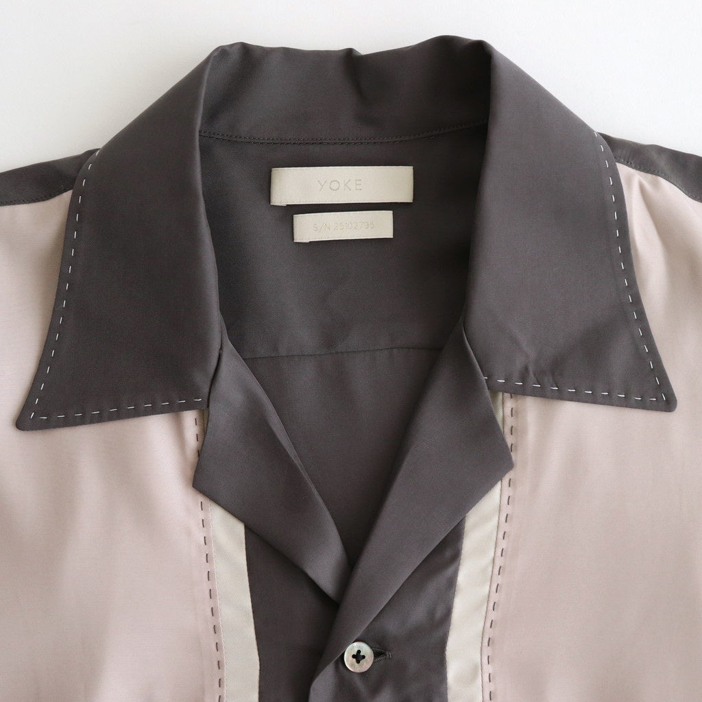 COLORBLOCK OPEN COLLAR SHIRT #GRAY [YK25SS0939SH]