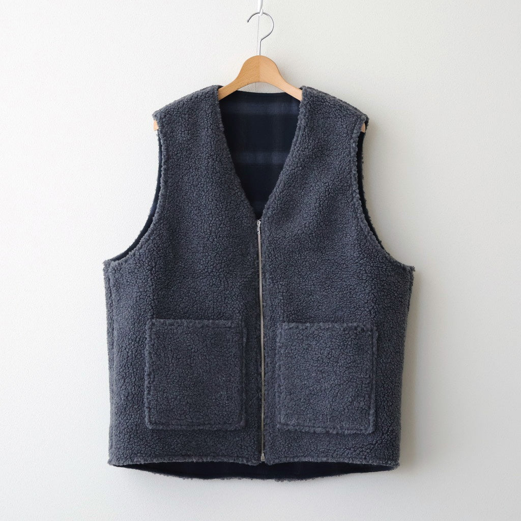 FLANNEL CHECK REVERSIBLE VEST #DARK NAVY [FSC253-30128]