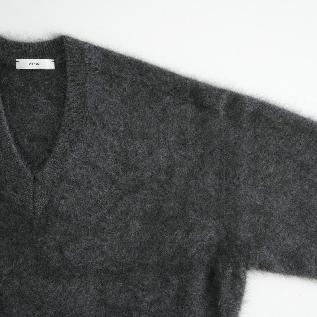ROYAL CASHMERE FUR V NECK SWEATER #TOP GRAY [KRAGLW0910]
