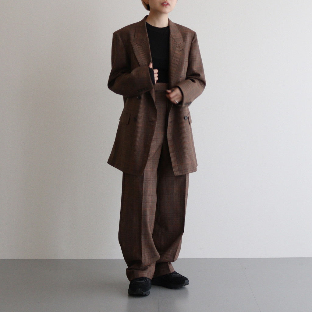 BLUEFACED WOOL CHECK DOUBLE-BREASTED JACKET #BROWN CHECK [A24AJ03CB]