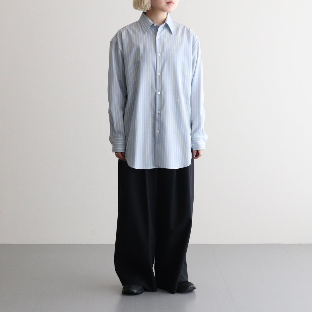 SUPER FINE WOOL STRIPE SHIRT #SAX BLUE LIME STRIPE [A26SS02WW