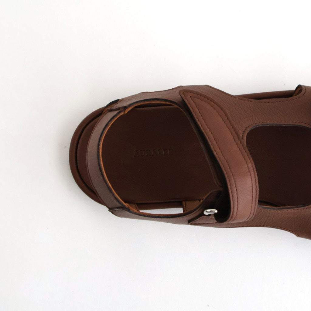 SOFT LEATHER DOUBLE STRAP SANDALS #BROWN [A26SS12QD]