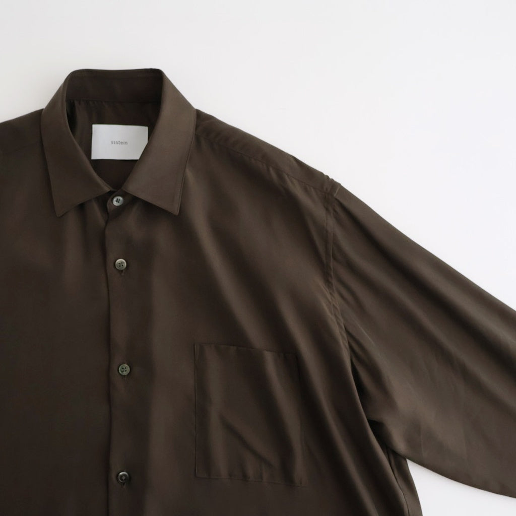 CUPRO TWILL OVERSIZED LS SHIRT #DARK BROWN [ST.1459]