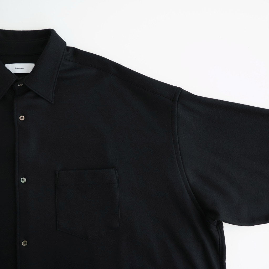 Wool Smooth Flannel Oversized Regular Collar Shirt #BLACK [GU263-50521B]